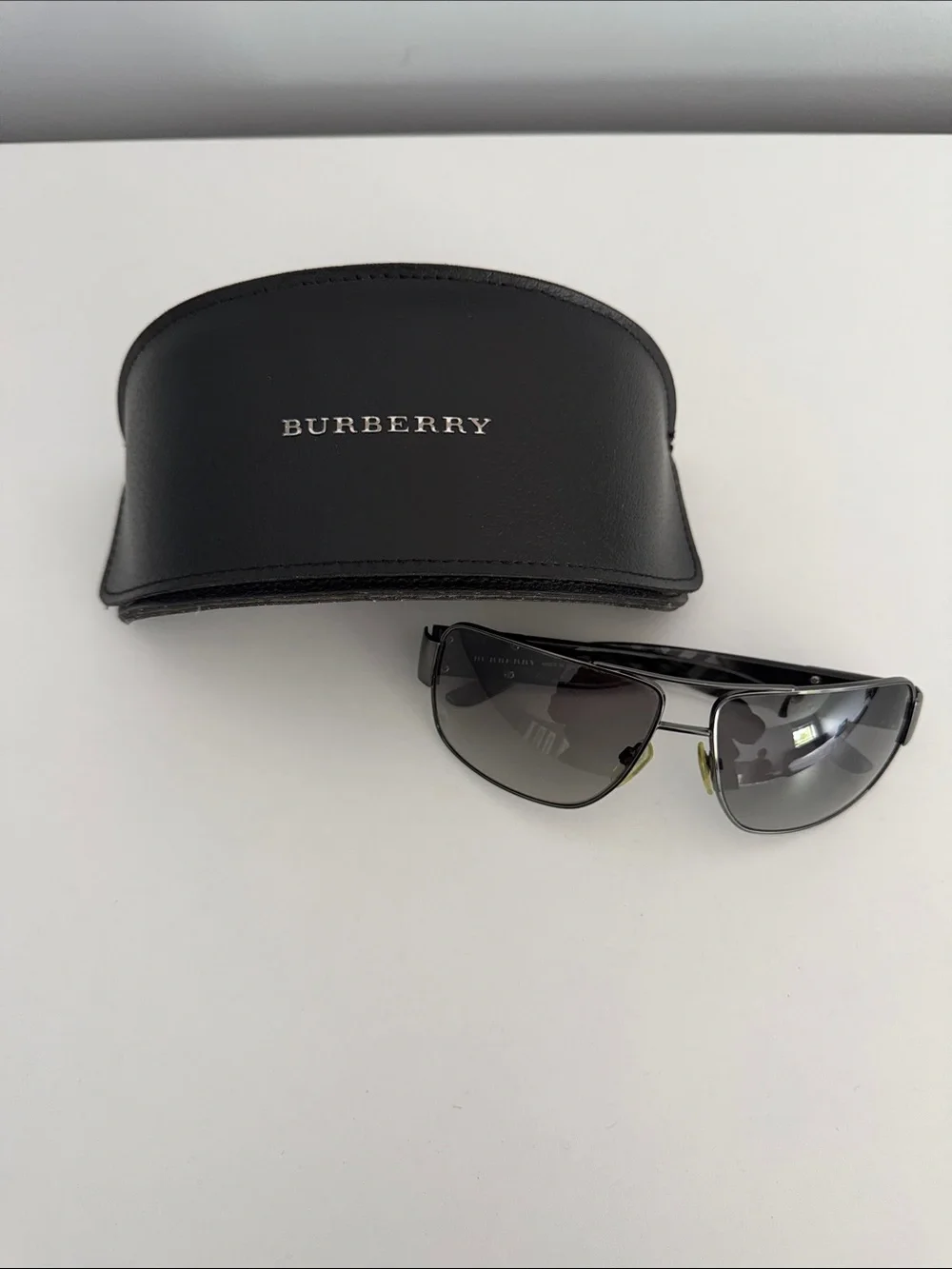 Burberry Black Aviator Sunglasses with Case